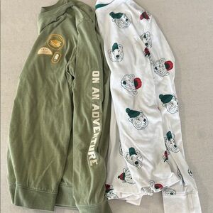 Cat & Jack Kids Long Sleeve Duo - Olive Green & White Bear Print